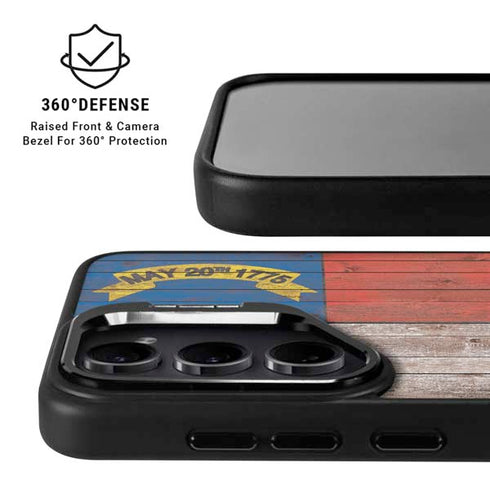 North Carolina Flag Dark Wood Galaxy S24 FE Kickstand Case